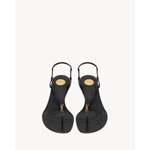SAINT LAURENT YSL Logo Thong Sandals Women BLACK